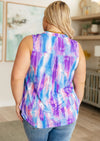 Lizzy Tank Top in Lavender and Blue Watercolor