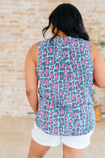 Lizzy Tank Top in Mint and Pink Leopard