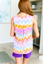 Lizzy Tank Top in Orange Multi Chevron