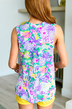 Lizzy Tank Top in Teal and Purple Pineapple