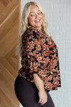 Lizzy Top in Black and Chocolate Floral