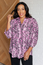 Lizzy Top in Magenta Abstract Animal Print