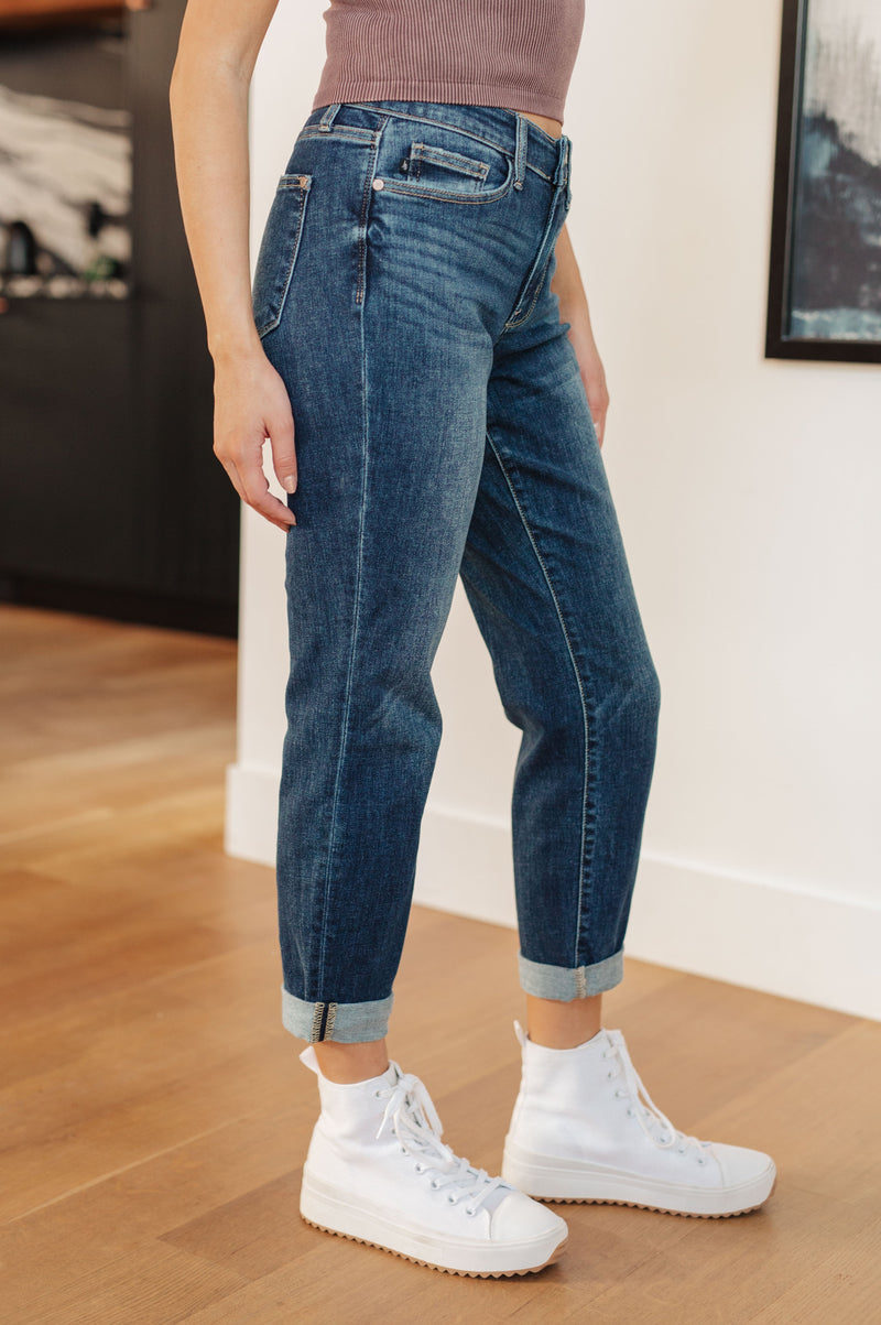 Judy Blue London Midrise Cuffed Boyfriend Jeans