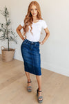 Judy Blue Marcy High Rise Denim Midi Skirt