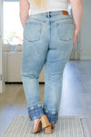 Judy Blue Miranda High Rise Plaid Cuff Vintage Straight Jeans