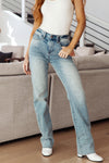 Judy Blue Miranda High Rise Plaid Cuff Vintage Straight Jeans