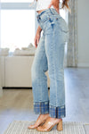 Judy Blue Miranda High Rise Plaid Cuff Vintage Straight Jeans