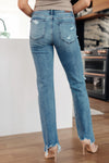 Judy Blue O'Hara Mid Rise Destroyed Straight Jeans in Medium Wash