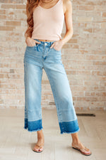 Judy Blue Olivia High Rise Wide Leg Crop Jeans in Medium Wash