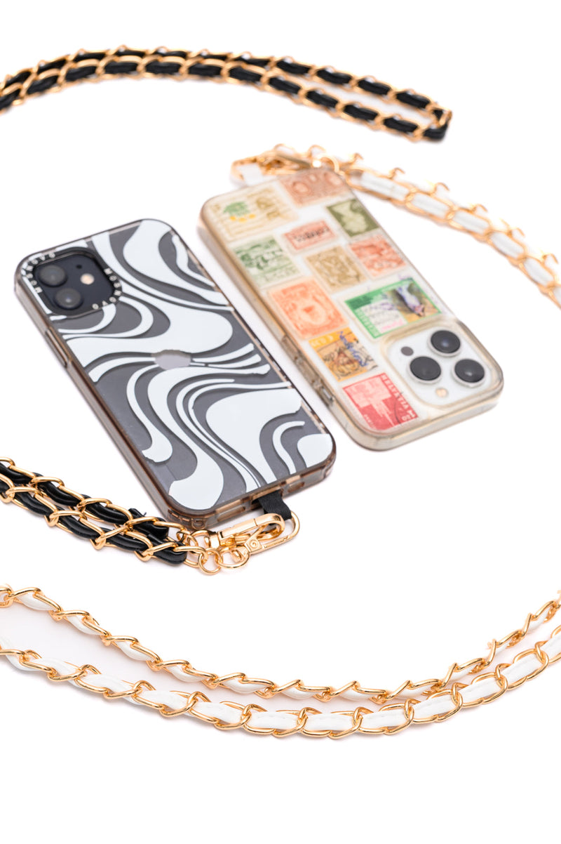 PU Leather Gold Chain Cell Phone Lanyard Set of 2