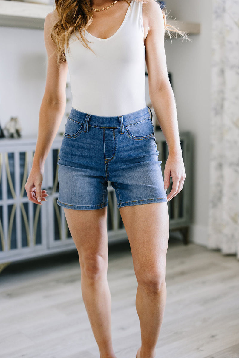 Judy Blue Perry High Rise Pull On Denim Shorts