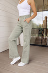 Judy Blue Phoebe High Rise Front Seam Straight Jeans in Sage