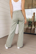 Judy Blue Phoebe High Rise Front Seam Straight Jeans in Sage