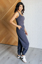 Raising Heart Rate Cutout Jumpsuit in Charcoal