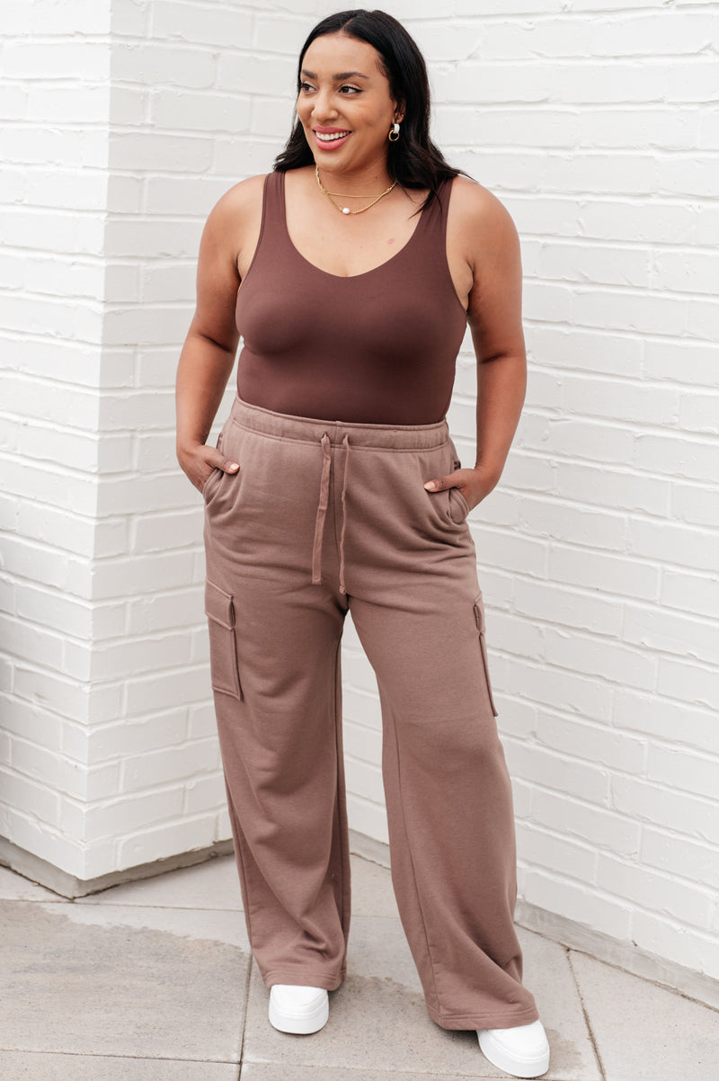 Run, Don't Walk Cargo Sweatpants in Smokey Brown