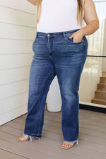 Judy Blue Ruth High Rise Release Hem Straight Jeans