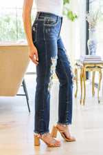 Judy Blue Sloane Mid Rise Heavy Destroyed Straight Jeans