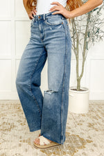 Judy Blue Tucker High Rise Vintage Wash Wide Leg Jeans