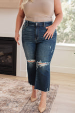 Judy Blue Whitney High Rise Distressed Wide Leg Crop Jeans