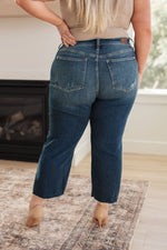 Judy Blue Whitney High Rise Distressed Wide Leg Crop Jeans