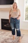 Judy Blue Whitney High Rise Distressed Wide Leg Crop Jeans