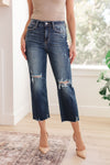 Judy Blue Whitney High Rise Distressed Wide Leg Crop Jeans