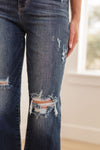 Judy Blue Whitney High Rise Distressed Wide Leg Crop Jeans