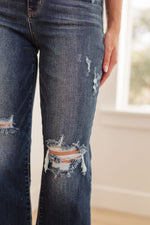 Judy Blue Whitney High Rise Distressed Wide Leg Crop Jeans