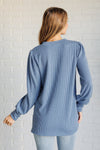 When the Sun Goes Down Mineral Wash Ribbed Knit Top in Vintage Denim