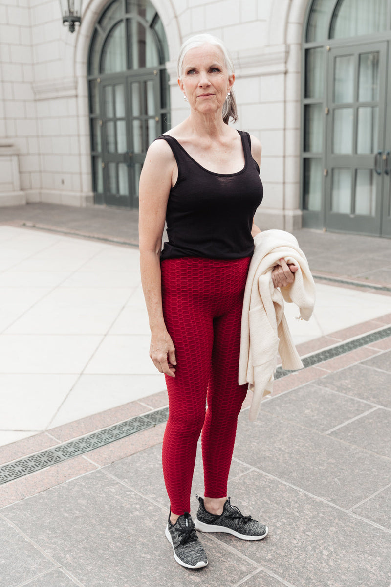 Let's Go Textured Leggings in Burgundy