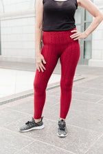 Let's Go Textured Leggings in Burgundy