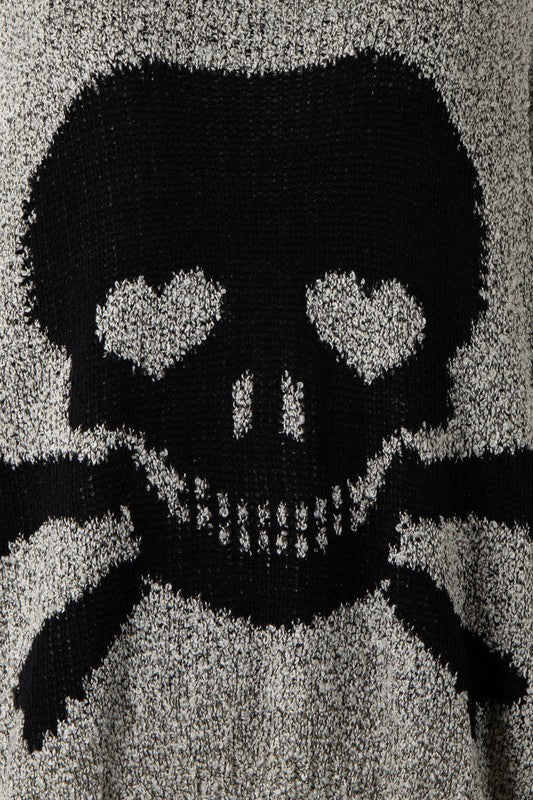 Love And Pirates Chenille Skull Sweater in Gray