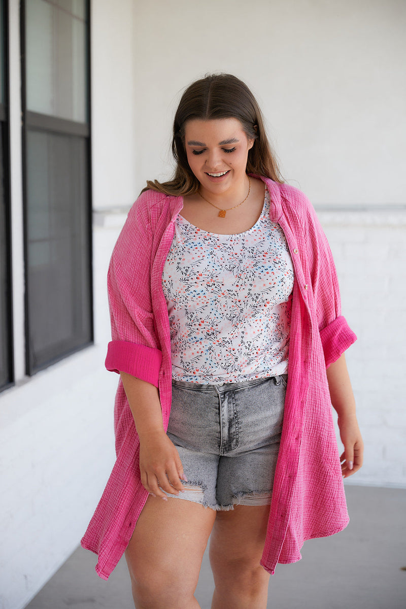 Evangeline Floral Cutout Tank