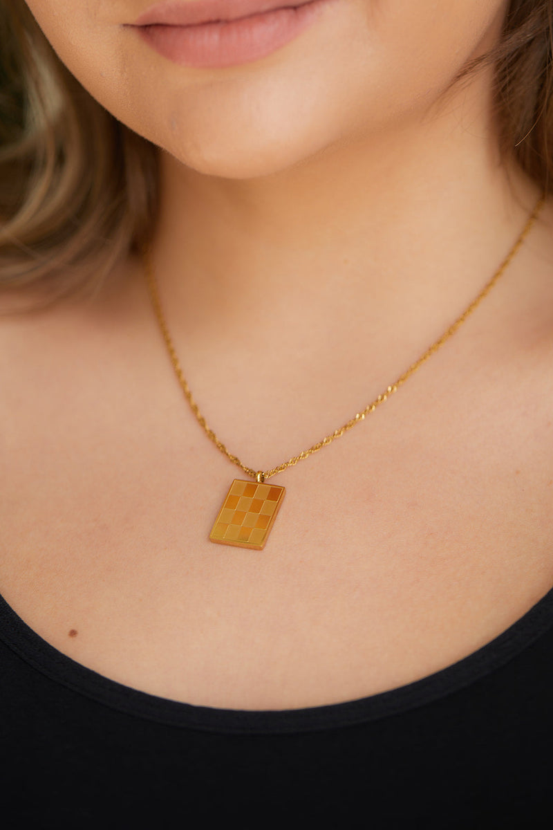 Checkered Pendant Necklace