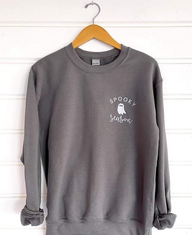 PREORDER: Spooky Season Embroidered Sweatshirt in Two Colors