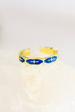 Mariana Hand Crafted Blue Cross Ring