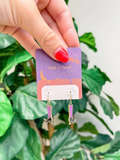 PREORDER: Witch's Stockings Halloween Enamel Dangle Earrings