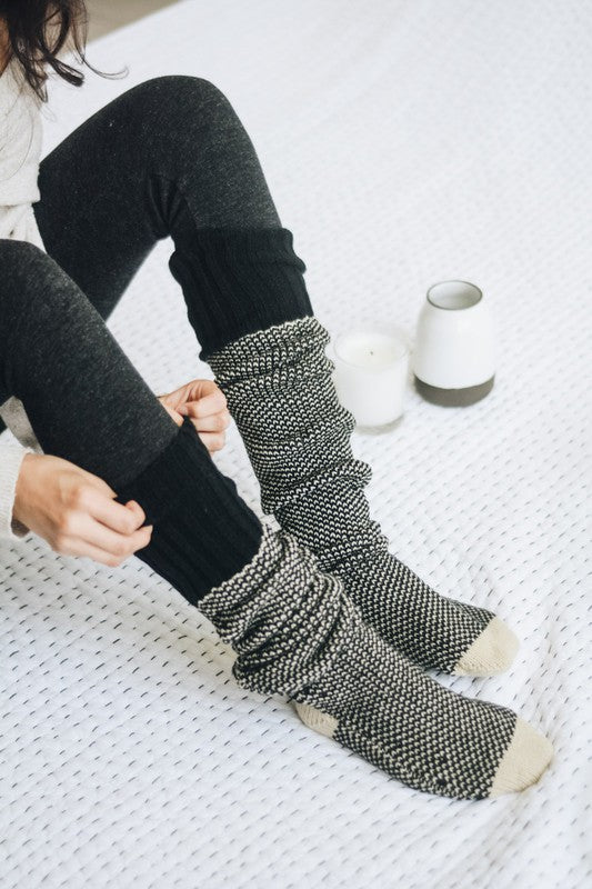 Knitted Lounge Socks In Black