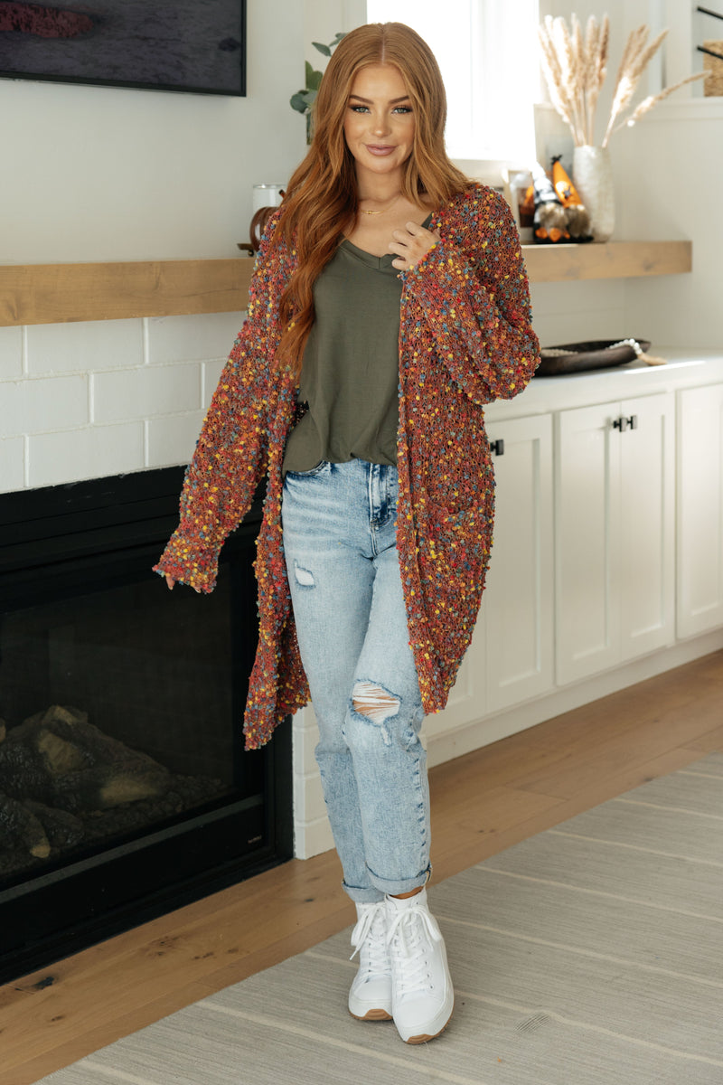 No Time Like the Present Confetti Cardigan in Rust