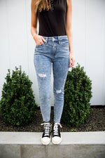 Judy Blue Acid Wash Destroyed Hem Skinny Jeans