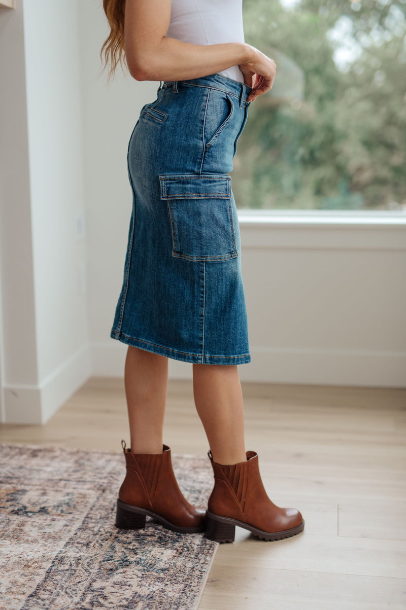 Risen Always Be There Cargo Denim Skirt