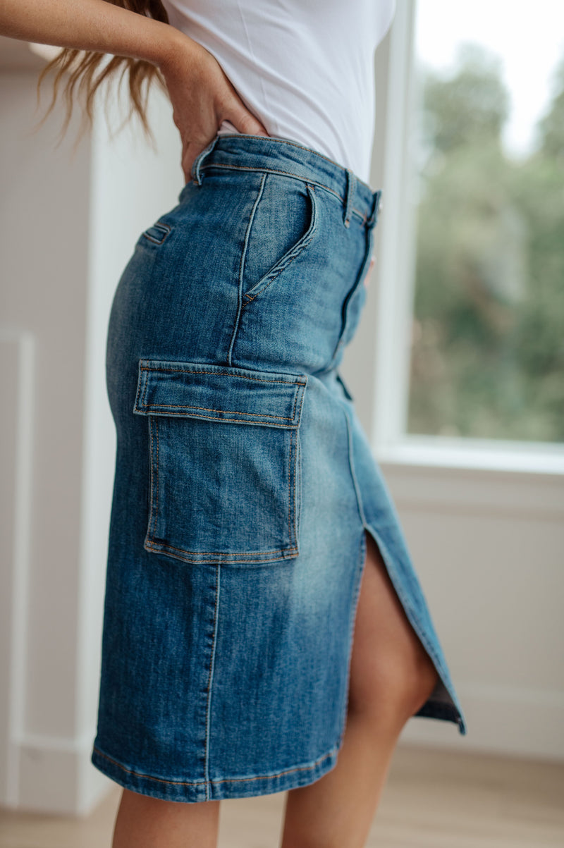 Risen Always Be There Cargo Denim Skirt