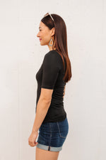 Alyssa Square Neck Tee in Black