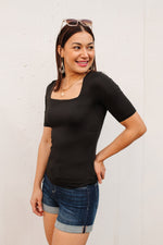 Alyssa Square Neck Tee in Black