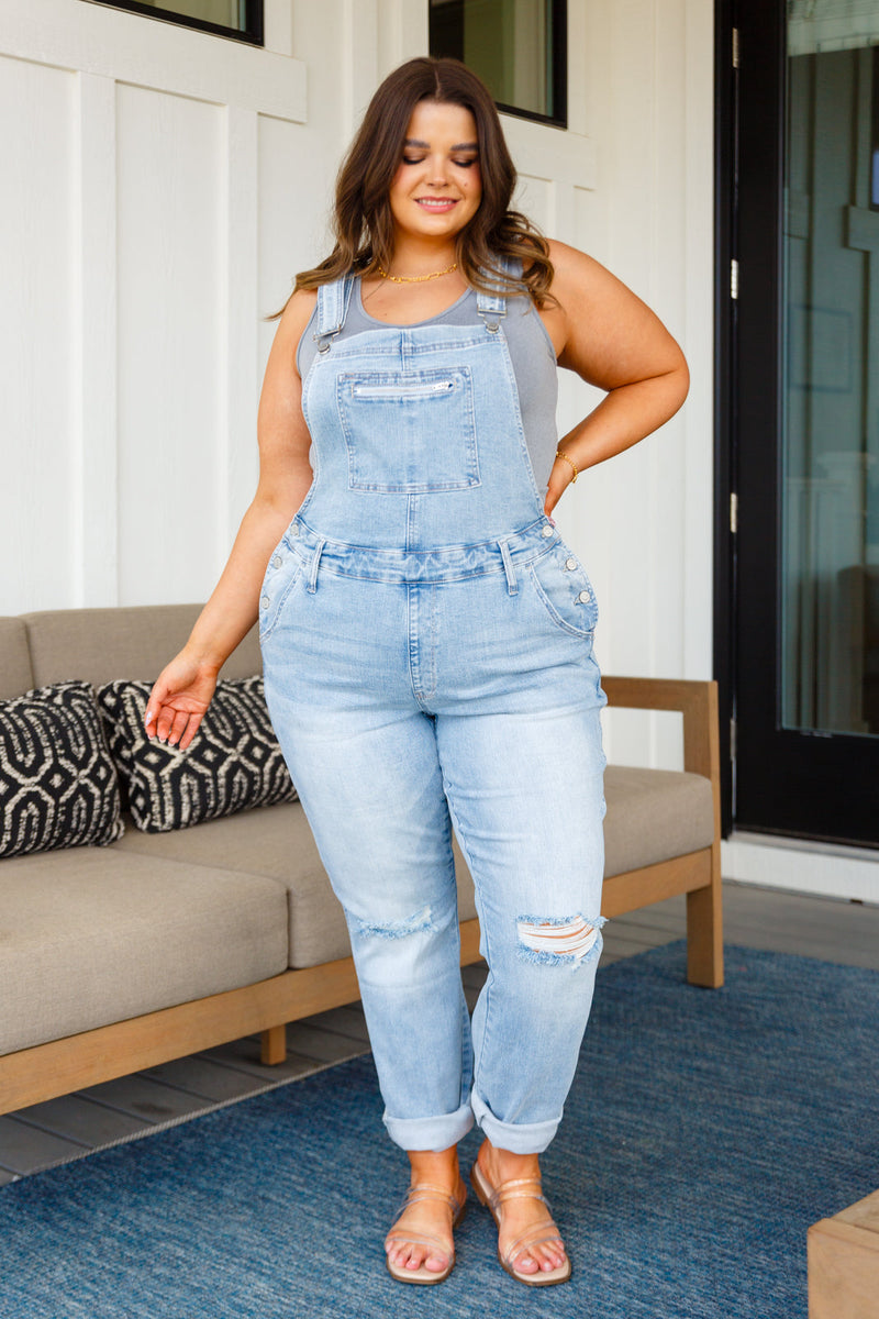 Judy Blue Annabelle Distressed Straight Leg Overalls