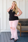 Risen Babs Distressed Straight Jeans in Pink