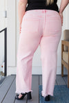 Risen Babs Distressed Straight Jeans in Pink