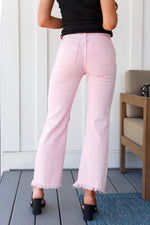 Risen Babs Distressed Straight Jeans in Pink