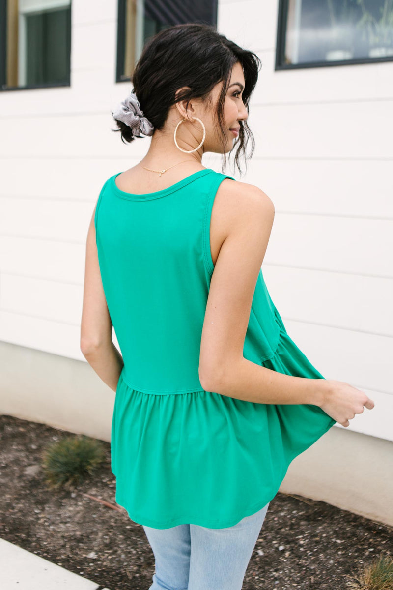 Basic Babydoll Tank In Kelly Green