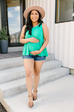 Basic Babydoll Tank In Kelly Green